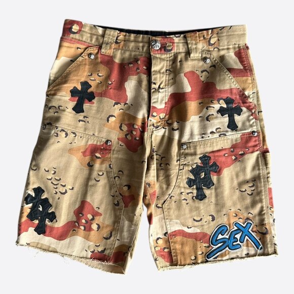 Chrome Hearts Camouflage Sex Records Cross Patch Carpenter Shorts - Picture 1 of 6
